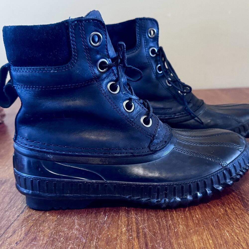 Sorel Cheyanne II Waterproof Duck Boots Black Leather Womens 7 Insulated
